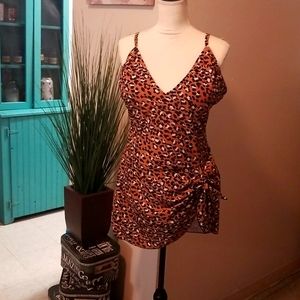 Ladies leopard print plus size swim dress
